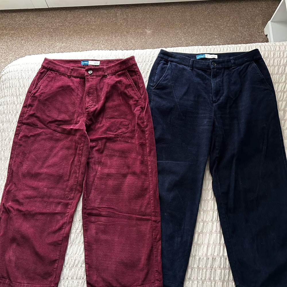 2 pairs of Old Navy  Corduroy Trousers; maroon and navy.
